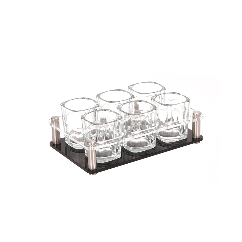 Glass Liquor Stand Set 6 tazas pequeñas de vino extranjero acrílico barra limpia KTV Whisky Stand