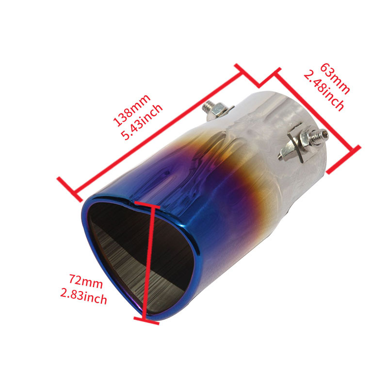 Source manufacturers car modified exhaust pipe muffler love tail throat heart 63mm stainless steel baked blue colorful