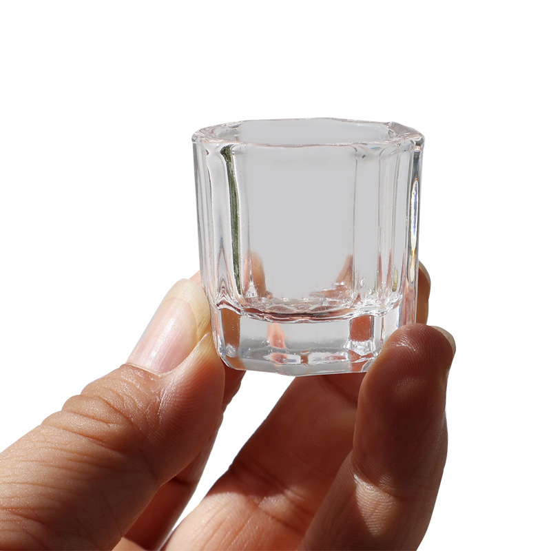 Dental taza octogonal borde adhesivo en polvo taza de mezcla de vidrio taza de mezcla taza pequeña taza oral auto-curado herramienta de manicura vino