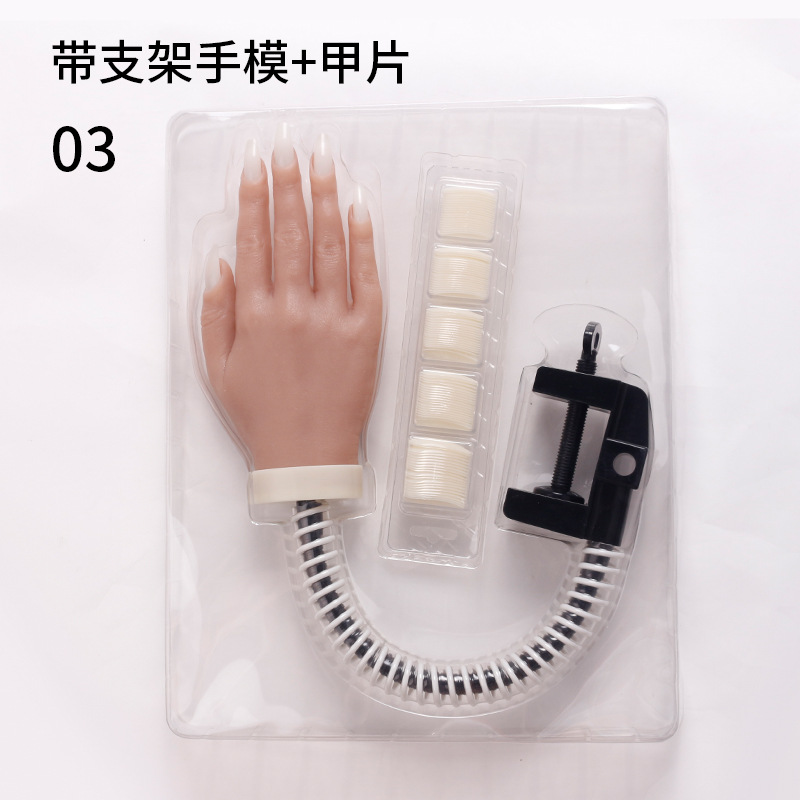 Ventas transfronterizas de manicuría de silicona pura práctica de mano modelo articulado flexible de manicuras de silicona modelo de mano artificial