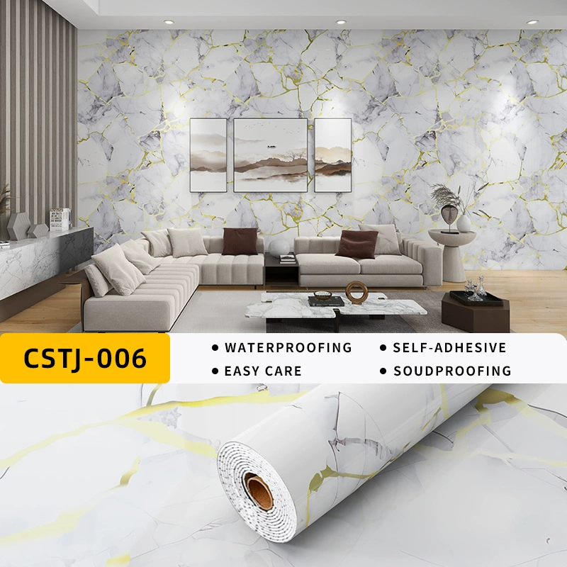 Marble self-adhesive wallpapers on wall, sticker