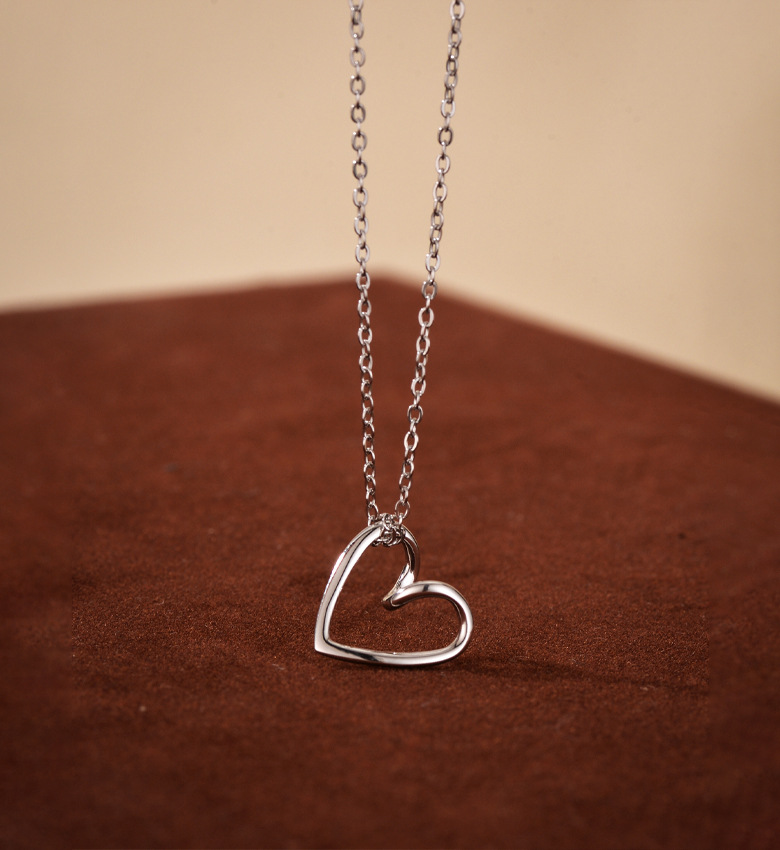Holiday, Daily Occasion 925 Sterling Silver Cable Chain Plating Heart Shape Pendant Necklace
