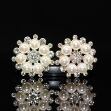 新款发饰配件珍珠雪花diy合金配件 头饰蝴蝶结花盘钻扣饰品材料