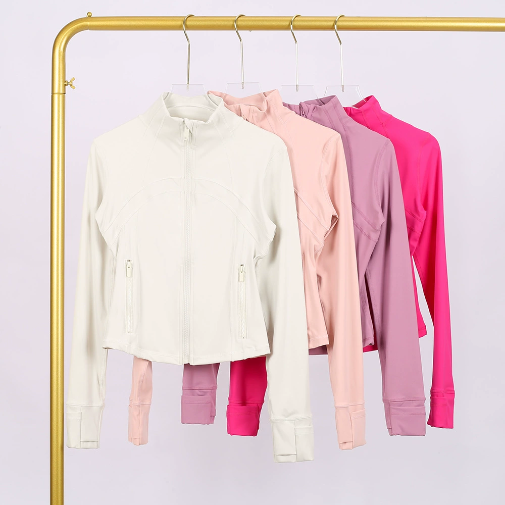 Куртка LULU DF с воротником-стойкой, короткая, облегающая, эластичная, с золотой молнией, для фитнеса и йоги