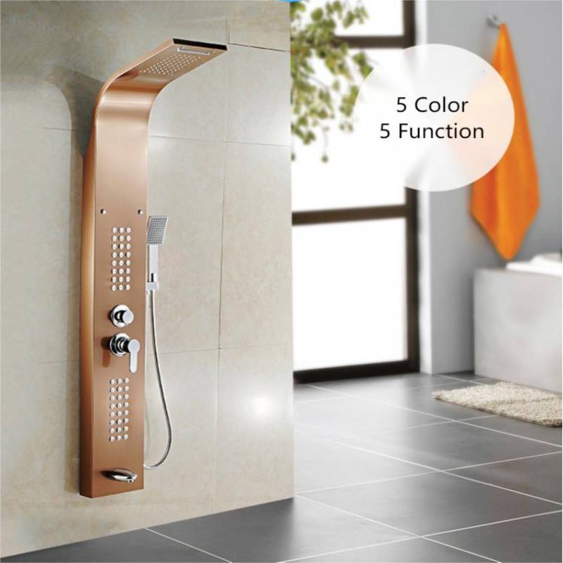 Juego de Ducha con Panel de Pared 304 de 5 Modos de Acero Inoxidable Presurizado para Baño