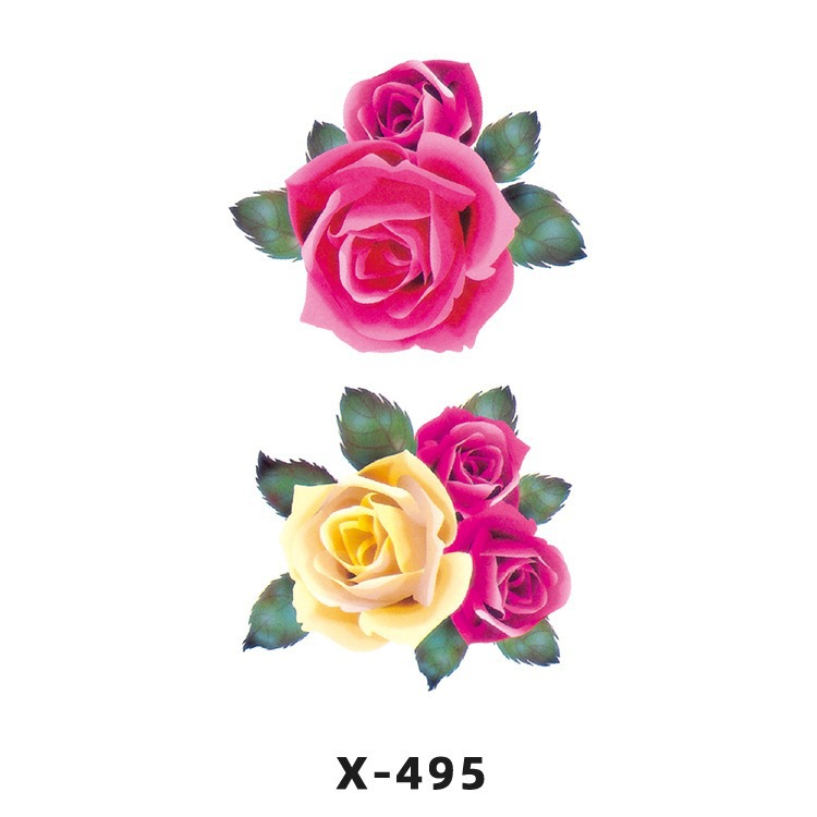 Arco de flor pequeña pegatinas de tatuaje fresco 3D dibujos animados transfronterizo Henna rosa impermeable texto en inglés pegatinas de tatuaje