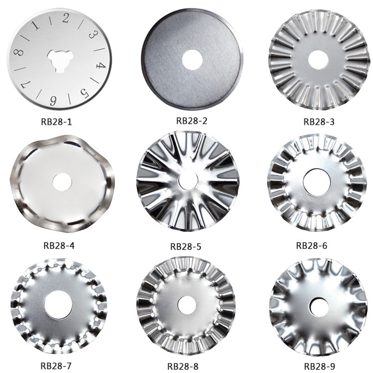 出口亚马逊28mm合金工具钢切纸切布波浪圆刀刀片