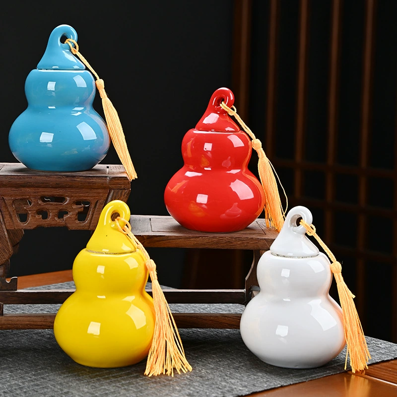 Мини Керамическая Тыква маленькая банка для чая герметичная банка для хранения ароматического порошка Фу Лу маленькая бутылка с лекарством небольшой размер украшения для печати логотипа