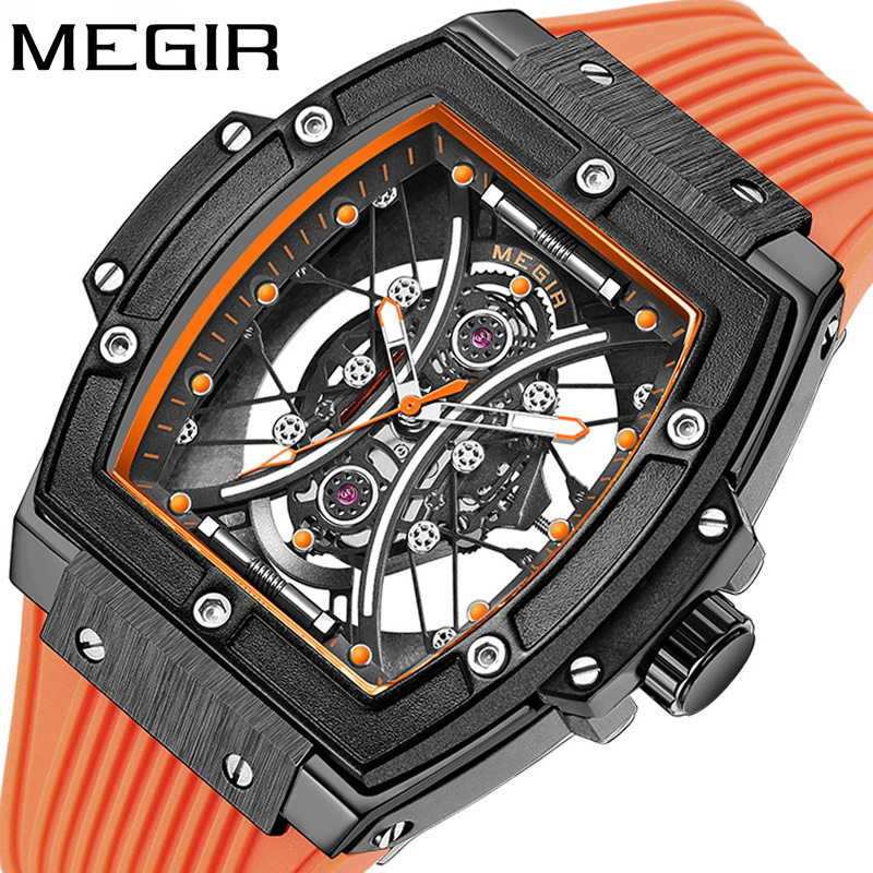 Meger New Men's Wine Barrel Wholesale TikTok Explosions Fashion Silicone Strap Luminous Sports Watch