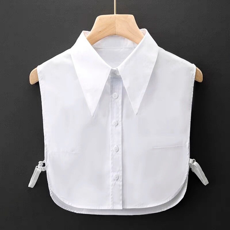 Autumn and Winter Ready-Made Large Collar Women's Korean Style Sweater with Light Plate Standard Wear Versatile White Shirt Pure Color Fake Collar Autumn and Winter Ready-Made Large Collar Women's Korean Style Sweater with Light Plate Standard Wear Versatile White Shirt Pure Color Fake Collar