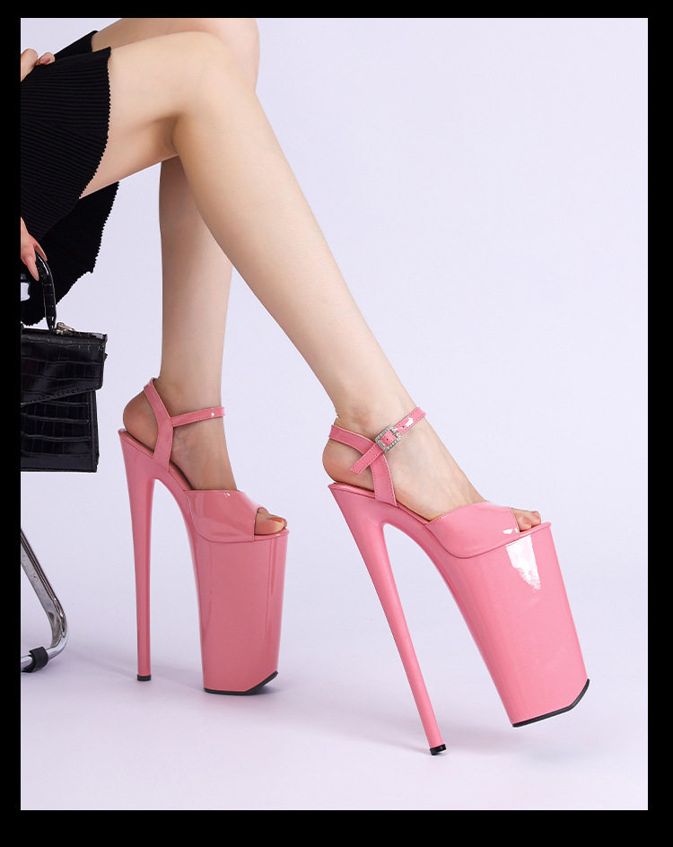 Giày sandal cao gót siêu cao hở ngón quai ngang gót nhọn tôn chiều cao cho nữ — Màu be, Màu hồng, Màu tím, màu đen chi tiết 14