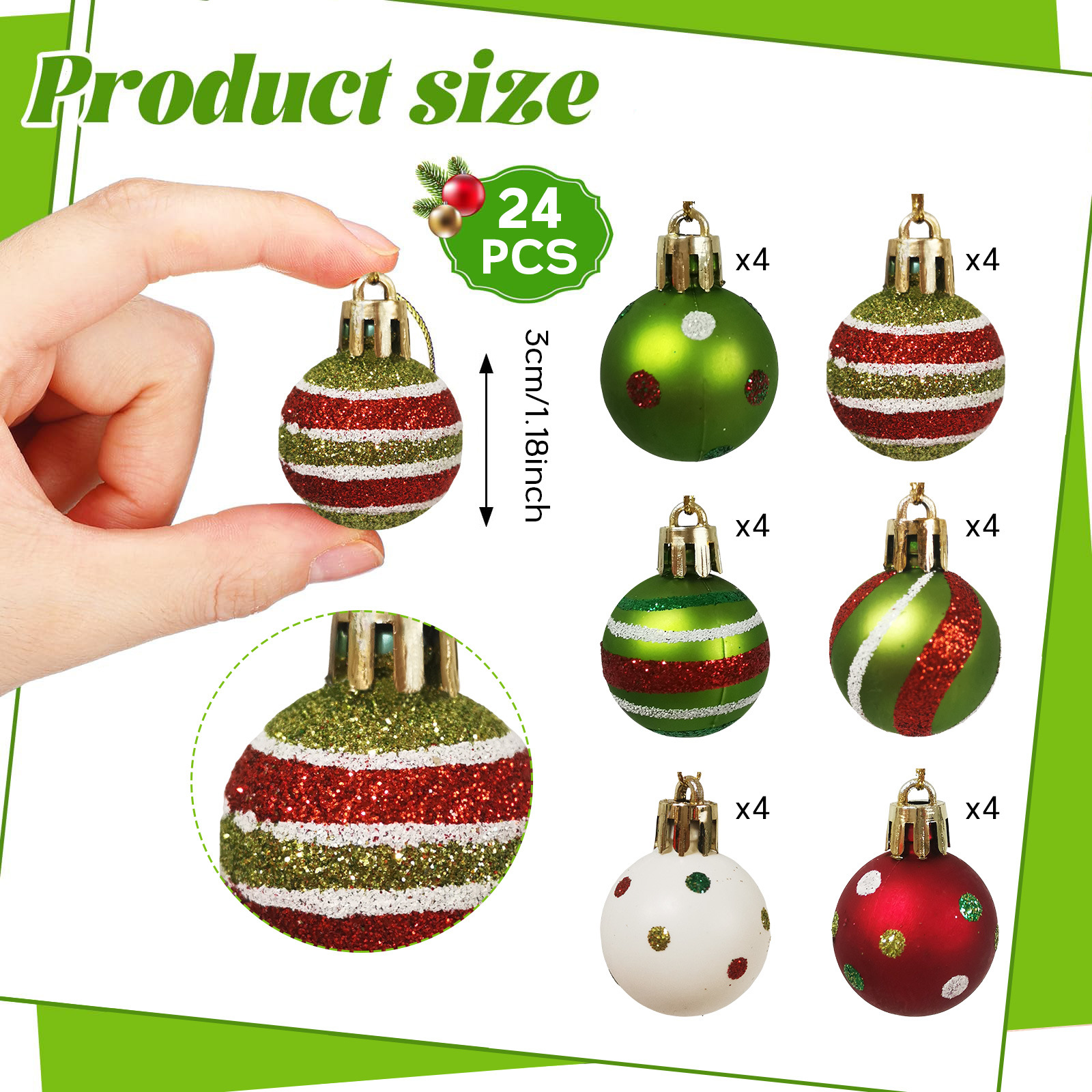 Navidad spot 3cm24 mini bolas de plástico chapeado bola pintada bola de Navidad colgante bola decorativa