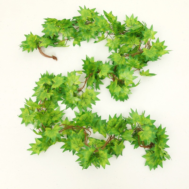 熱賣仿真花草葡萄葉爬山虎藤條客廳管道室外裝飾綠蘿藤條批發