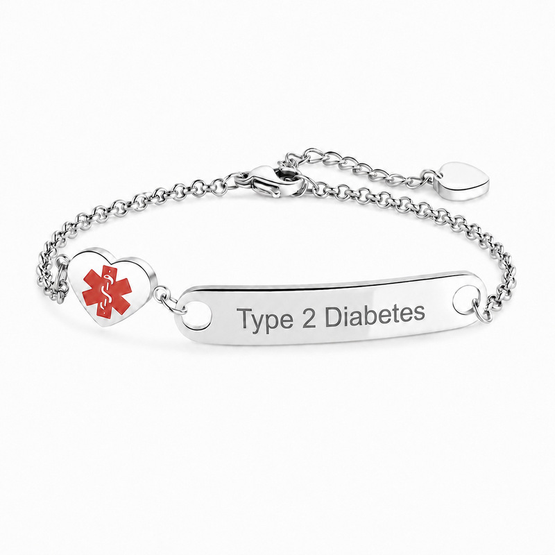 Cross-Border Medical Standard Women's Bracelet DIY Laser-Engraved Curved Tag Bracelet Stainless Steel Chain Adjustable Heart Bracelet