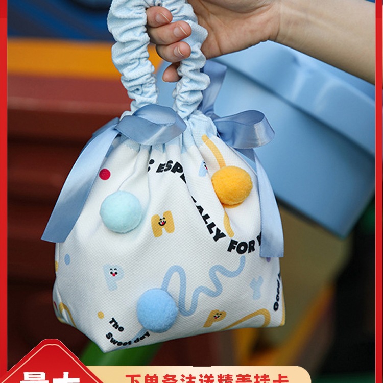 开学季绒布抽绳礼包袋宝宝满月生日晏伴手礼袋零食礼包结婚糖果袋