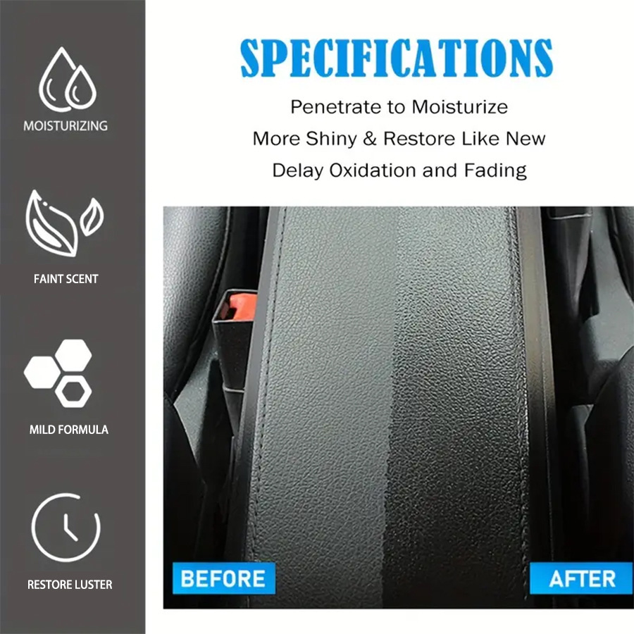 Ryekew Car Interior Coating Refresher Real Leather Seat Glow Care Nourishing New Care