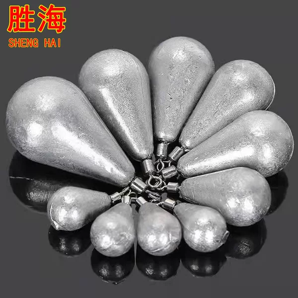 Swivel Water Drop Lead Sinker with Ring, String Hook, Casting Rod, Sea Rod, Fishing Gear Wholesale, Traditional Fishing