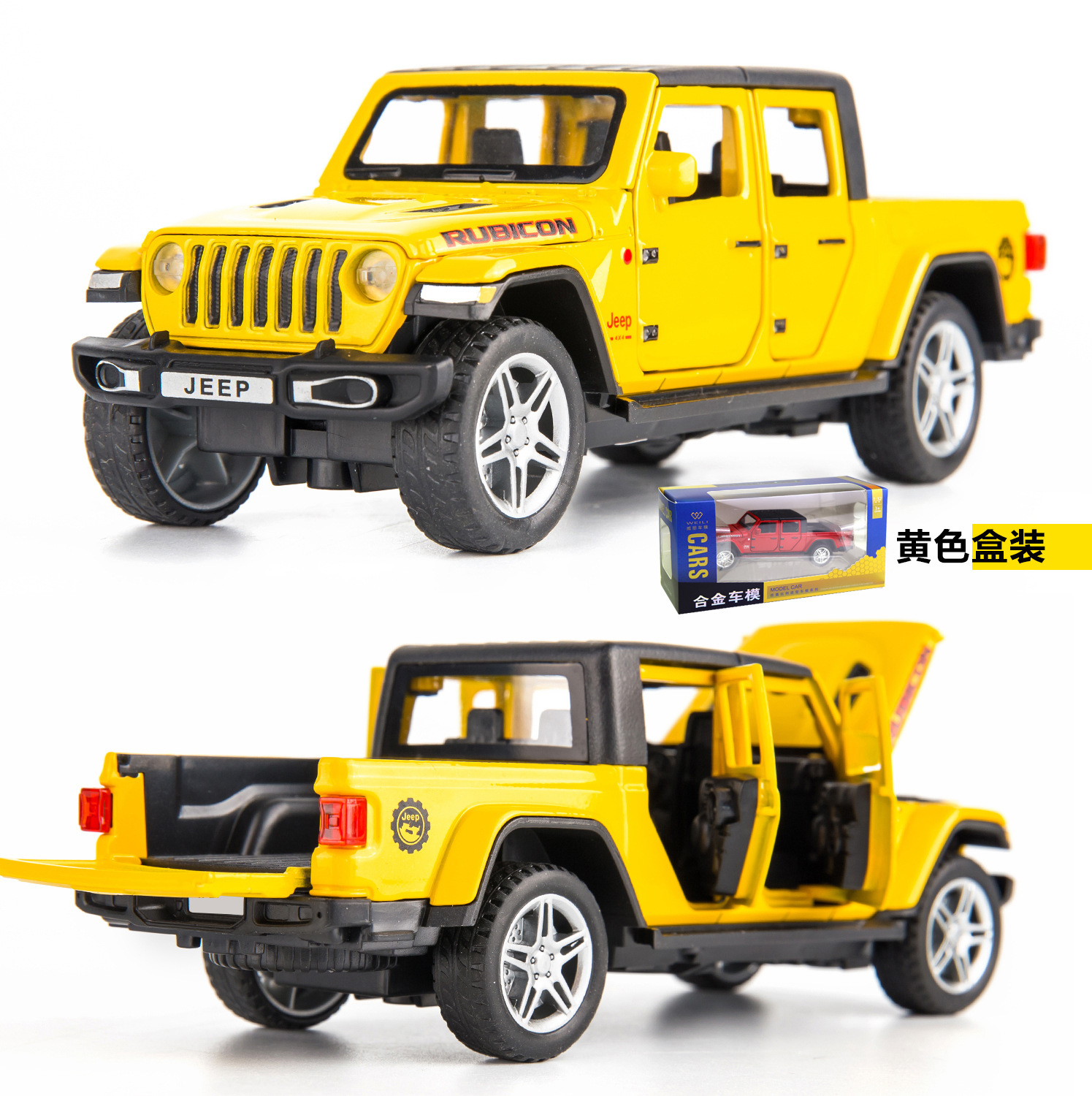 Weili modelo de coche de aleación 1:32 jeep tire hacia atrás pequeña rueda vehículo todoterreno con sonido y luz colección de decoración de modelo de coche de seis puertas