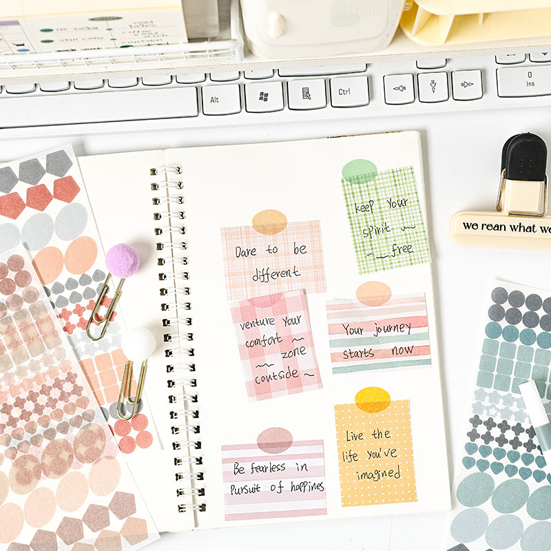 Logotipo colorido y pegatinas de papel diy diario diario de mano pegatinas gráficas geométricas pegatinas de sello de color Morandi pegatinas