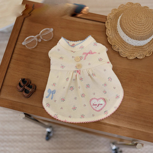 Pet Dog Cat Spring and Summer Sweet Floral Vest Dress Home Clothes Cute Teddy Bitter Bear Small Dog Clothes