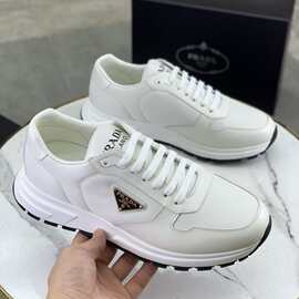 欧洲P家新款潮流男士拼接休闲鞋男鞋运动鞋时尚百搭透气真皮跑步