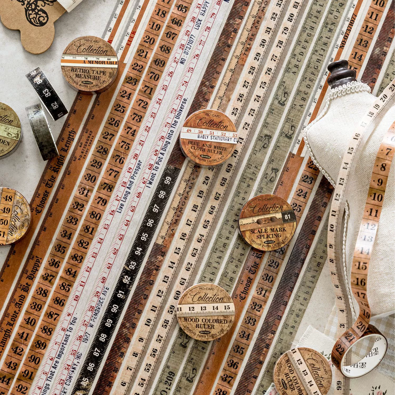 Коллекция рулетки для ленты из чернил и бумаги