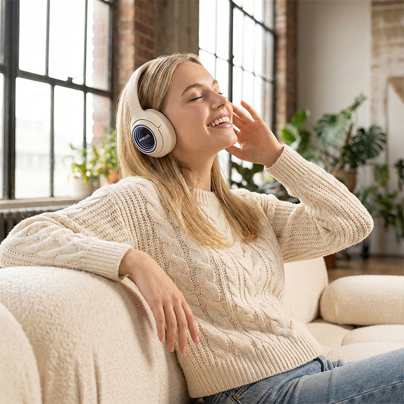 2026 nuevos auriculares auriculares RGB luminoso catoscopio llamadas inalámbricas reducción de ruido auriculares Bluetooth