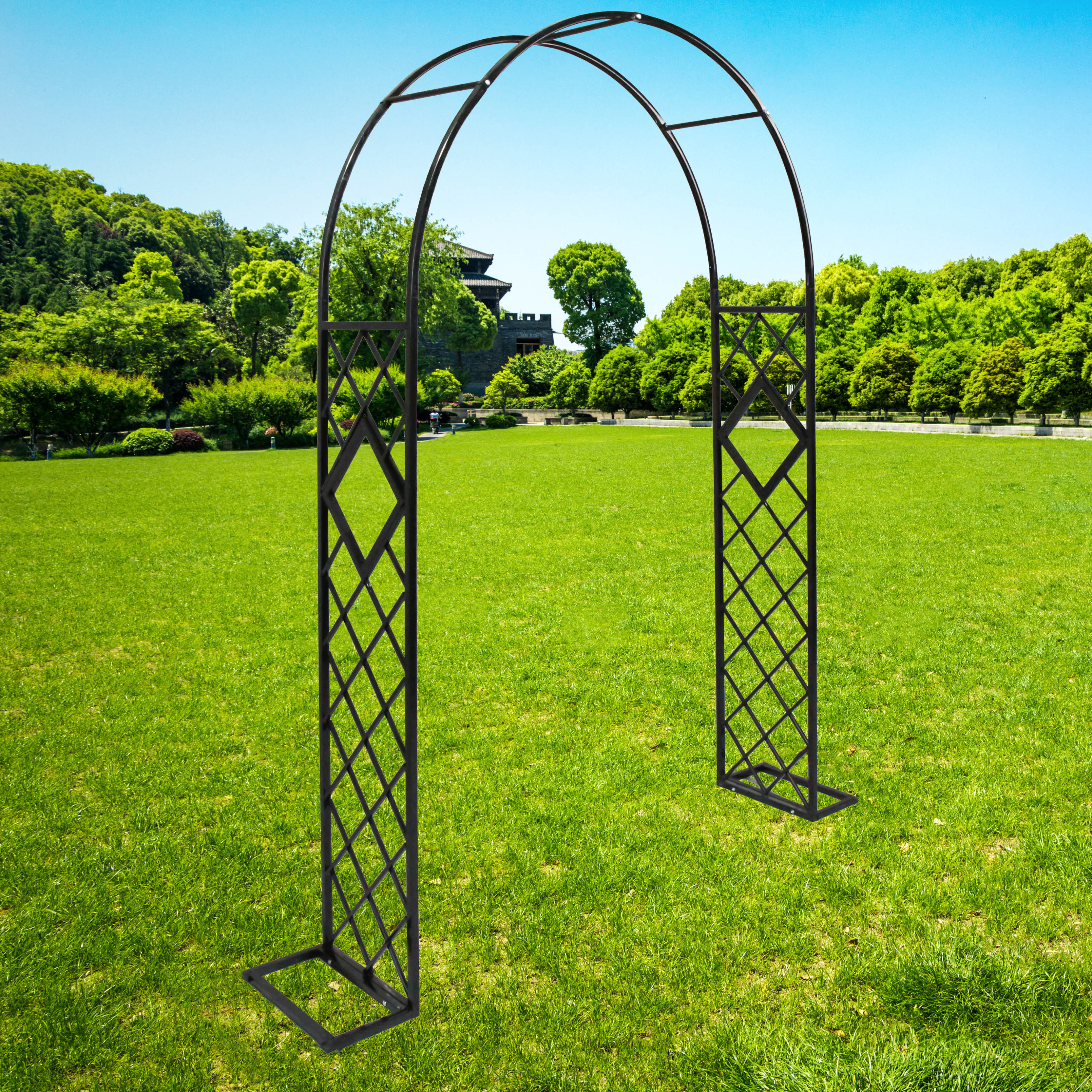 2P80拱门花架爬藤架欧式拱门花架中等花盆铁落地式家庭园艺其他田