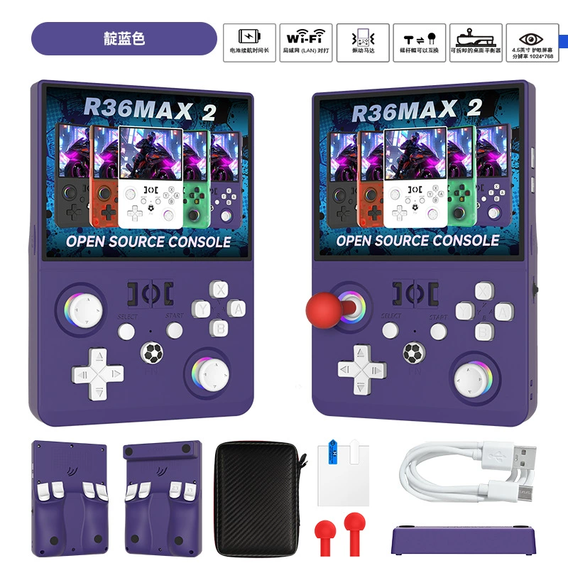 R36MAX2 открытая исходная игровая консоль 30+ эмулятор, 4K HD экран, двойной слот TF-карты, портативная оптовая продажа, консоль Sega