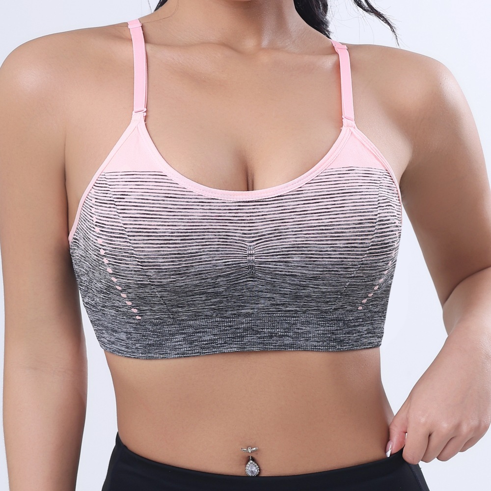 ZHANRUN Cross-border 2100 sin costuras backward belleza ropa interior deportiva correa de hombro ajustable de color gradiente cruzado correr yoga mujer