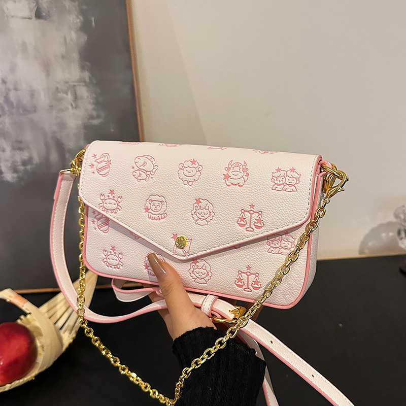 Bolso de cadena de textura transfronteriza 2025 verano nuevo bolso femenino bolso de hombro de doce constelaciones lindo bolso de mensajero con patrón de lichi