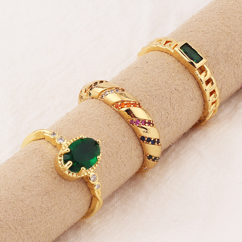 Fashion Geometric Water Droplets Heart Shape Copper Open Ring Inlay Zircon Copper Rings