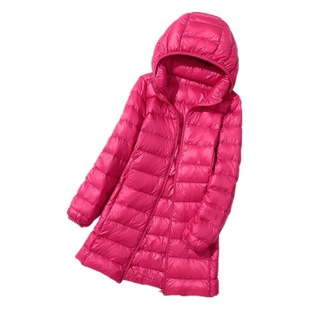 Cross-border Lightweight Down Jacket Women's Mid-length Autumn and Winter Korean Style Removable Hood Slim-fit Plus Size Women's Jacket