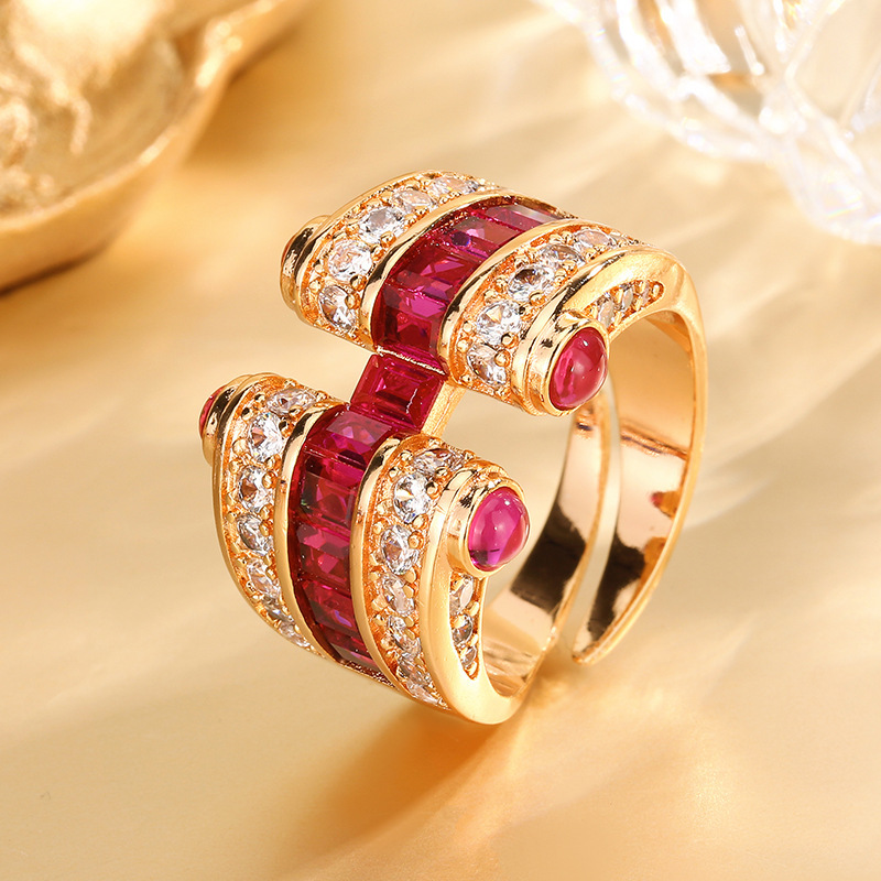 Französischer Retro Ring Mit Saphir Und Rubin Vergoldet_voghion.com