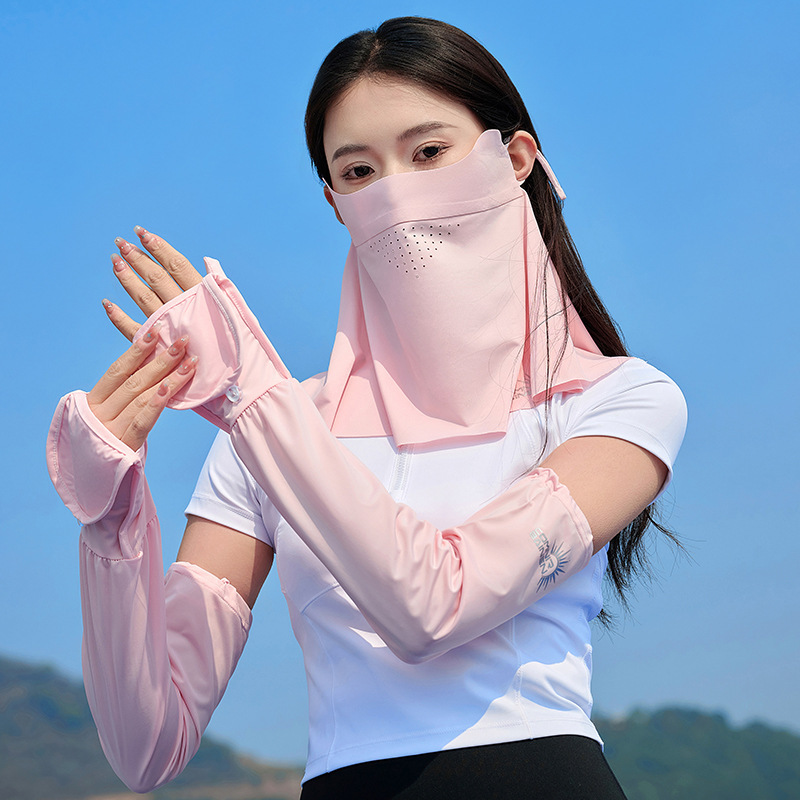 New Summer Ice Silk Sunscreen Face Mask for Women Full Face UV Protection Sunshade Cycling Foldable Ice Sleeve Cover for Men
