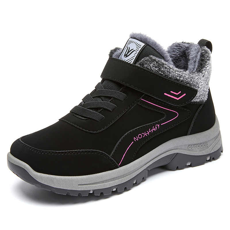 Botas de nieve para mujer 2024 zapatos de algodón transfronterizo de invierno nuevas botas de algodón engrosadas con forro polar zapatos para caminar cálidos de entrega de una pieza