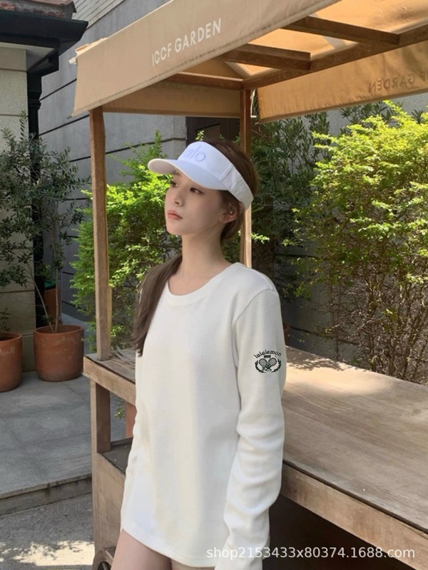 2025新款lulu华夫格长袖打底衫显瘦百搭圆领上衣女|undefined