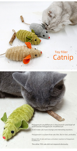 Toys Wholesale Pet Morning Cat Toys Mouse Shape Cat Nibbles and Relieve Boredom Supplies Wooden Polygonum Cat Mint Toys