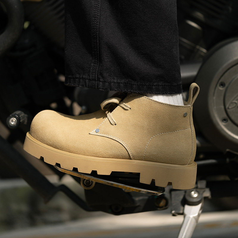 MRA Mickey Round Toe Martin Boots Men's Thick-soled Heightened Derby Shoes Retro Well-worn Workwear Boots Short Boots Big Toe Leather Shoes