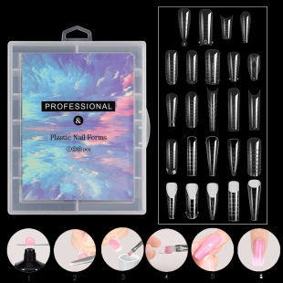 Explosions crystal nail mold 120 boxed with scale no paper holder transparent extension nail fast phototherapy nail mold