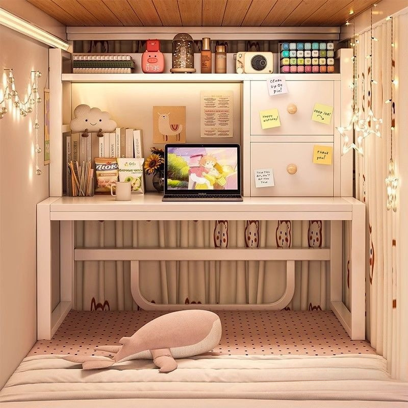 Dormitory Bed Steel Frame Laptop Table Bay Window College Student Desk Bedside Artifact Storage Rack Upper Bunk Computer Table