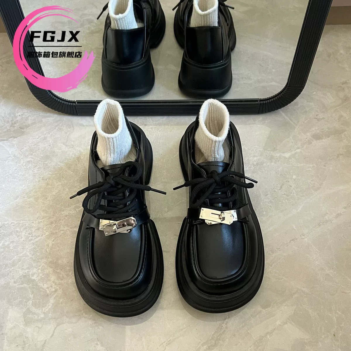 Женские лоферы на толстой подошве 2024, новые, на платформе, на шнуровке, увеличивающие рост, универсальные, в стиле JK, британский стиль, маленькие кожаные туфли, женские туфли без каблука