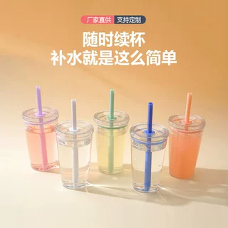 跨境爆款16oz网红吸管杯 耐热高质感马卡龙单层杯 学生礼品水杯