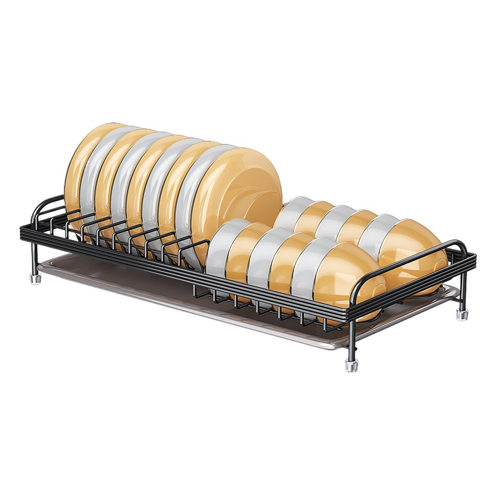 Estante de drenaje cocina encimera plato drenaje cesta de hierro de una sola capa plato estante de almacenamiento de utensilios de cocina organizador