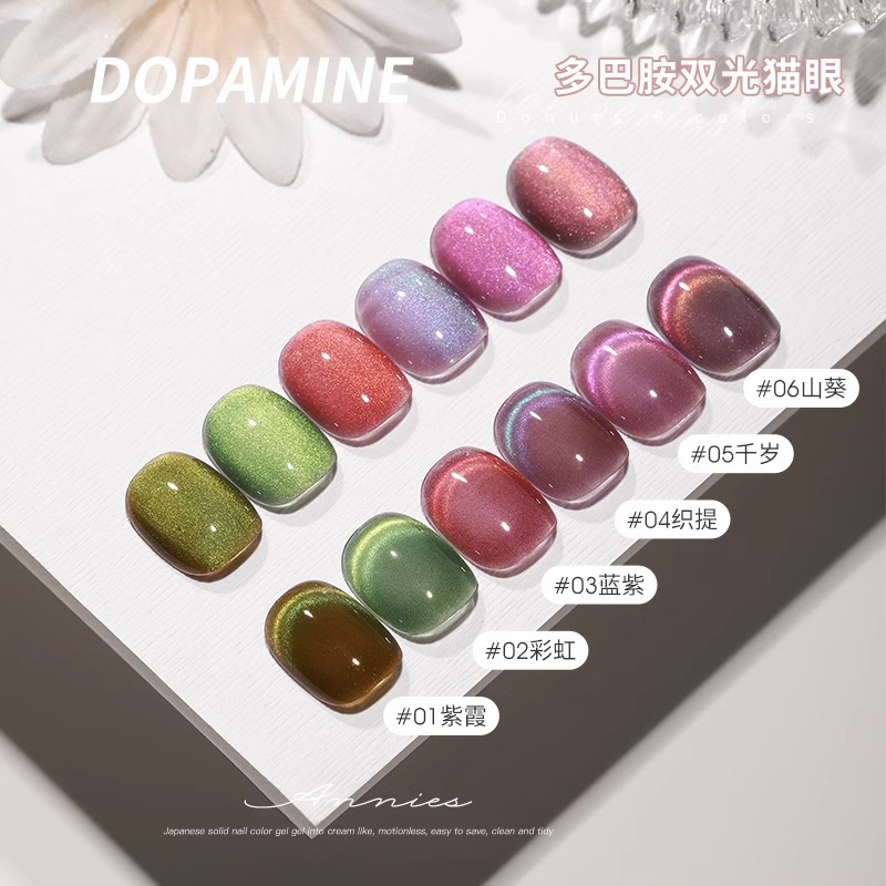Esmalte de uñas ojo de gato de doble luz de dopamina de moda 2025 nuevo blanqueamiento popular cristal ojo de gato al por mayor.