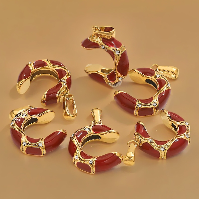 Acero inoxidable ins viento esmalte goteo de aceite multi-estilo colgante de color vacío preservación de color DIY collar joyas accesorios al por mayor