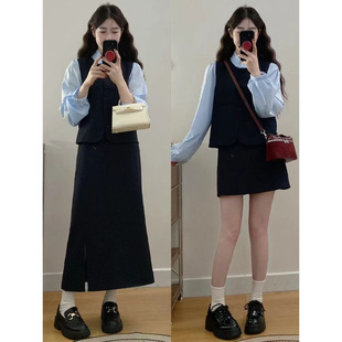 plus size Women's chubby girl Early Spring New Fashion Stitching Long-sleeved Skirt Two-piece Set