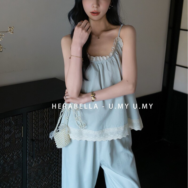 Ailei's New Pajamas for Women, Summer Thin Style, Sweet Lace Suspenders, Home Clothes, Simple Solid Color Sleeveless Set Ailei's New Pajamas for Women, Summer Thin Style, Sweet Lace Suspenders, Home Clothes, Simple Solid Color Sleeveless Set