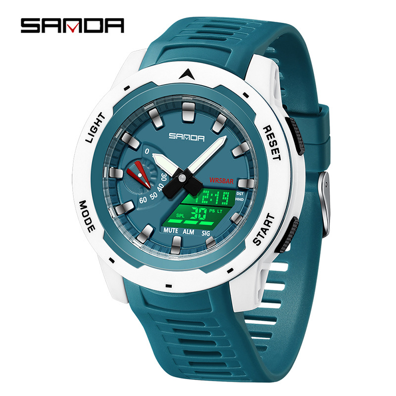SANDA SANDA 3360 reloj de estudiantes moda multifuncional reloj deportivo al aire libre impermeable reloj electrónico de luz nocturna