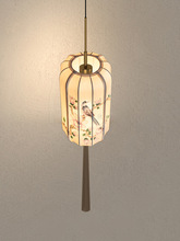 新中式单吊手绘复古创意卧室床头灯中国风书房过道灯笼卧室吊灯